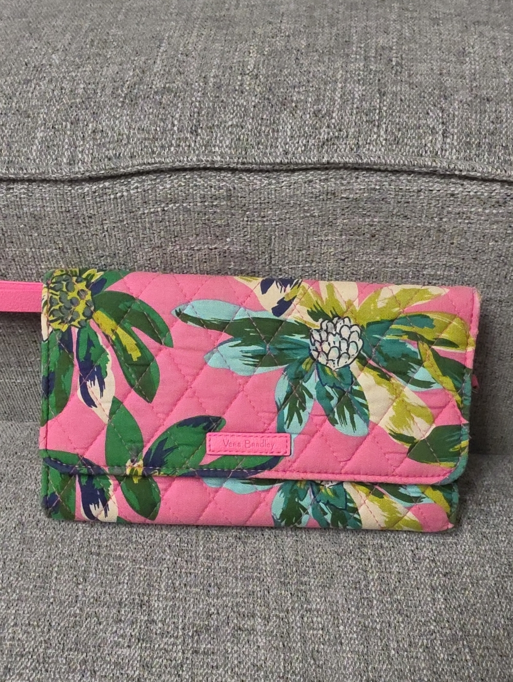 Vera Bradley quilted cotton wallet in the Tropical Paradise pattern.
